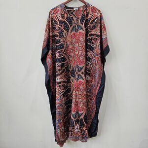 Sante Womens Paisley Caftan Mumu Long Lounger Flowy OS Black Cover Up Feminine